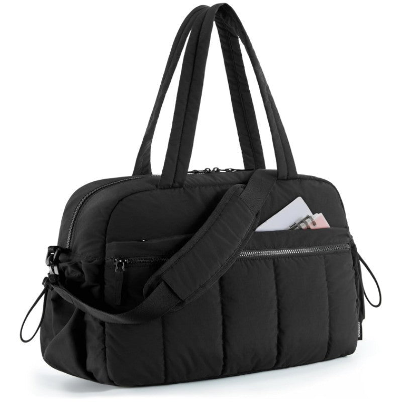 Sleek Black Puffer Gym Bag—Your Ultimate Fitness Companion